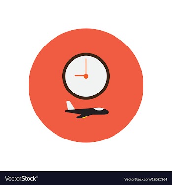 Stylish icon in color circle clock airplane vector image