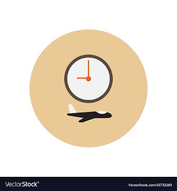 Stylish icon in color circle clock airplane vector image