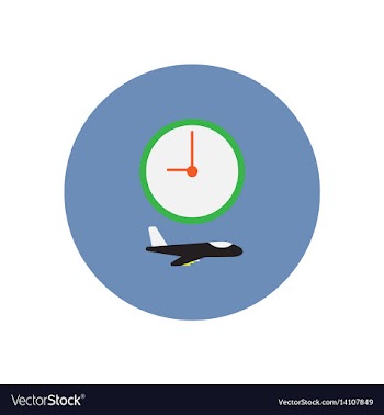 Stylish icon in color circle clock airplane vector image