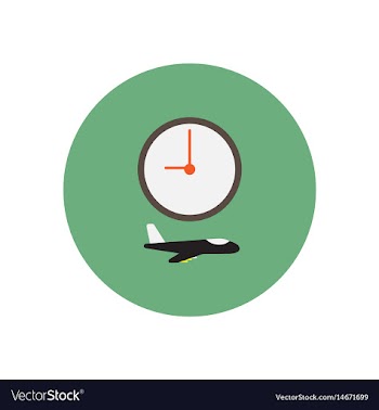Stylish icon in color circle clock airplane vector image