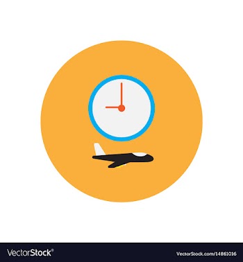 Stylish icon in color circle clock airplane vector image