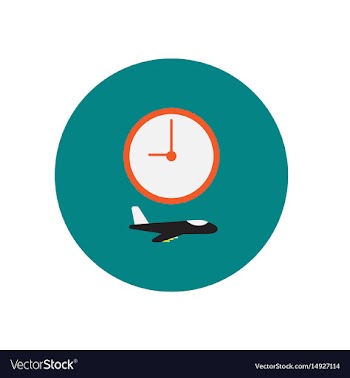 Stylish icon in color circle clock airplane vector image