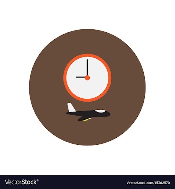 Stylish icon in color circle clock airplane vector image