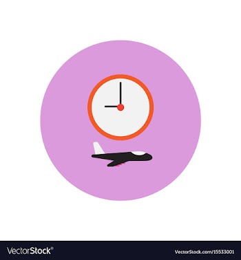 Stylish icon in color circle clock airplane vector image