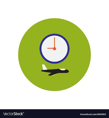 Stylish icon in color circle clock airplane vector image