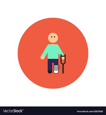 Stylish icon in color circle man with crutch vector image