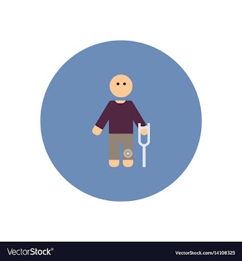 Stylish icon in color circle man with crutch vector image