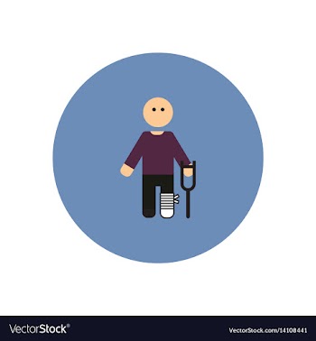 Stylish icon in color circle man with crutch vector image