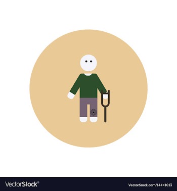 Stylish icon in color circle man with crutch vector image