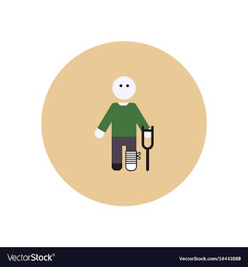 Stylish icon in color circle man with crutch vector image