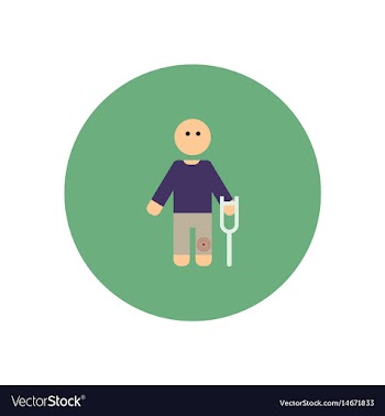 Stylish icon in color circle man with crutch vector image