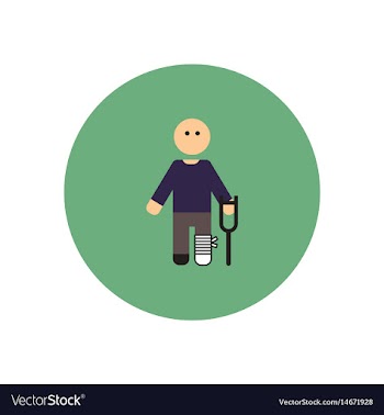 Stylish icon in color circle man with crutch vector image