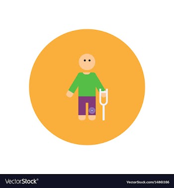 Stylish icon in color circle man with crutch vector image