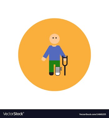 Stylish icon in color circle man with crutch vector image