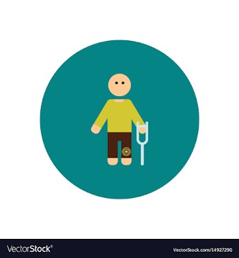 Stylish icon in color circle man with crutch vector image