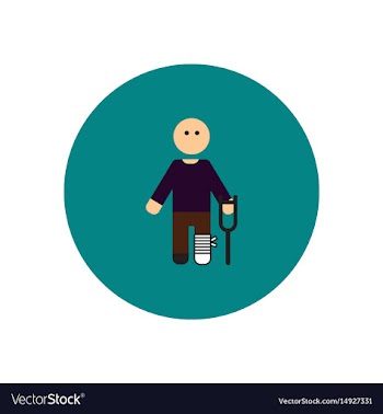 Stylish icon in color circle man with crutch vector image