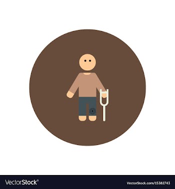 Stylish icon in color circle man with crutch vector image