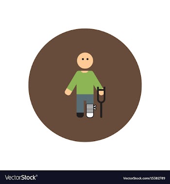 Stylish icon in color circle man with crutch vector image