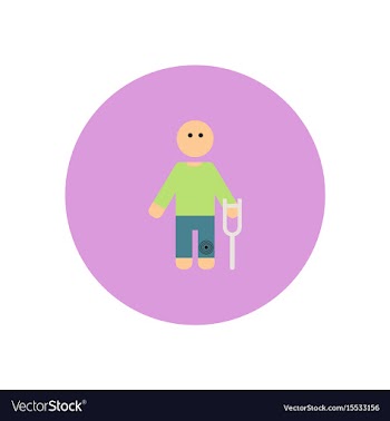 Stylish icon in color circle man with crutch vector image
