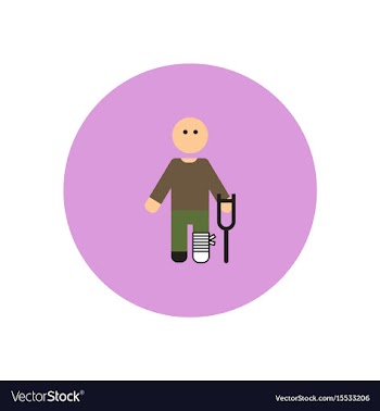Stylish icon in color circle man with crutch vector image