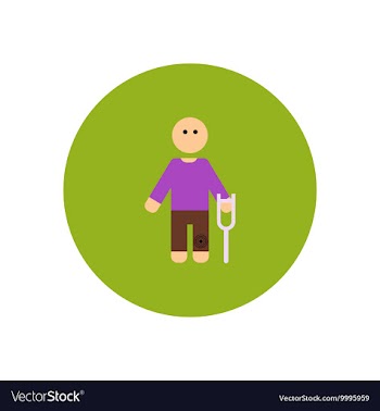 Stylish icon in color circle man with crutch vector image