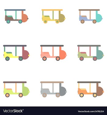 Stylish icon in flat style excursion car set vector image