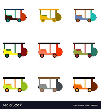 Stylish icon in flat style excursion car set vector image