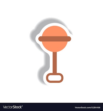 Stylish icon in paper sticker style baby rattle vector image