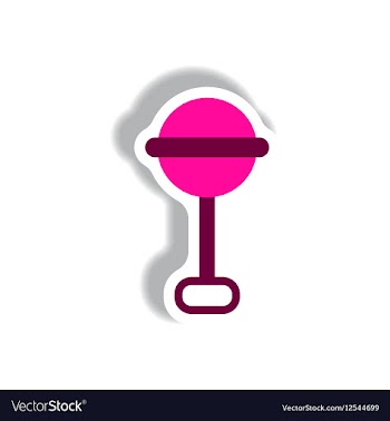 Stylish icon in paper sticker style baby rattle vector image