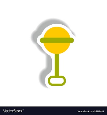 Stylish icon in paper sticker style baby rattle vector image