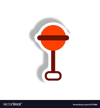 Stylish icon in paper sticker style baby rattle vector image
