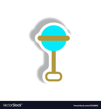 Stylish icon in paper sticker style baby rattle vector image
