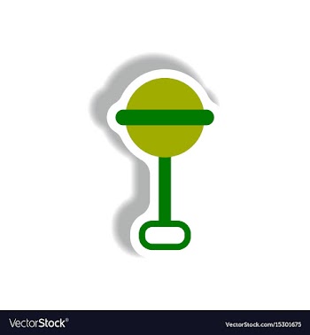Stylish icon in paper sticker style baby rattle vector image