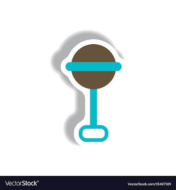 Stylish icon in paper sticker style baby rattle vector image
