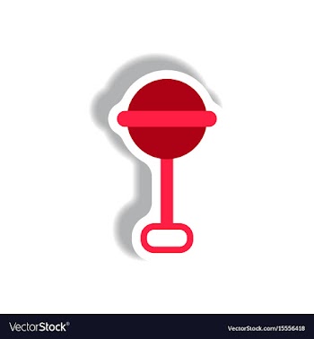 Stylish icon in paper sticker style baby rattle vector image