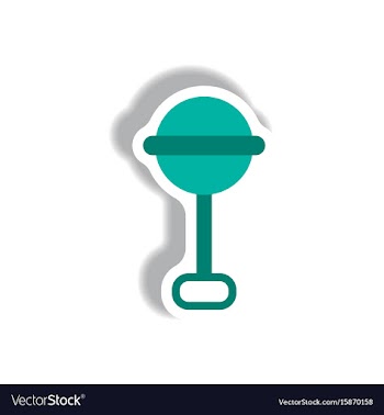 Stylish icon in paper sticker style baby rattle vector image