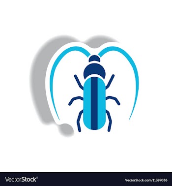 Stylish icon in paper sticker style beetle barbel vector image
