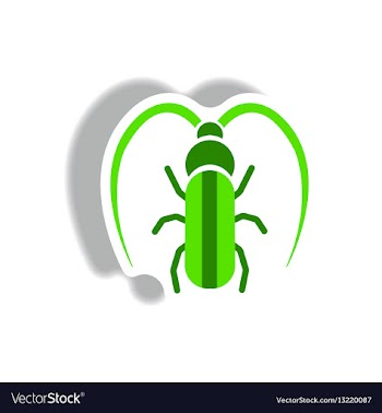Stylish icon in paper sticker style beetle barbel vector image