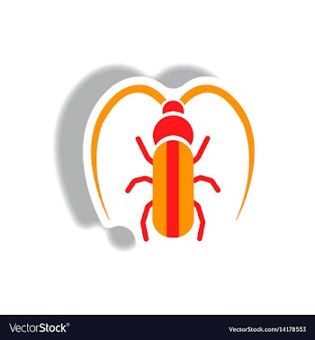 Stylish icon in paper sticker style beetle barbel vector image