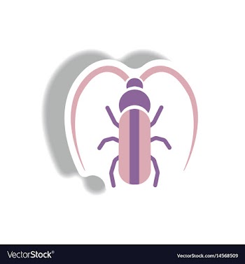 Stylish icon in paper sticker style beetle barbel vector image