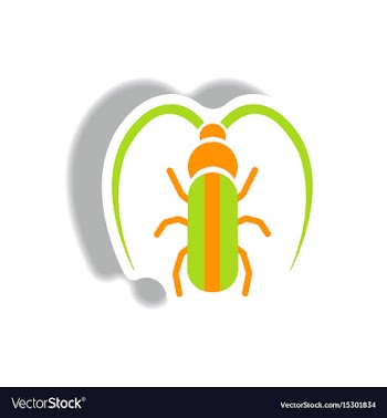 Stylish icon in paper sticker style beetle barbel vector image