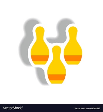 Stylish icon in paper sticker style bowling vector image