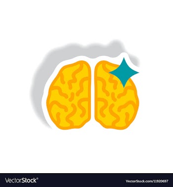 Stylish icon in paper sticker style brain stroke vector image