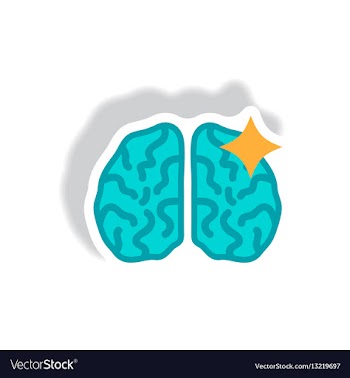 Stylish icon in paper sticker style brain stroke vector image