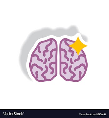 Stylish icon in paper sticker style brain stroke vector image