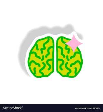 Stylish icon in paper sticker style brain stroke vector image