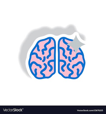Stylish icon in paper sticker style brain stroke vector image
