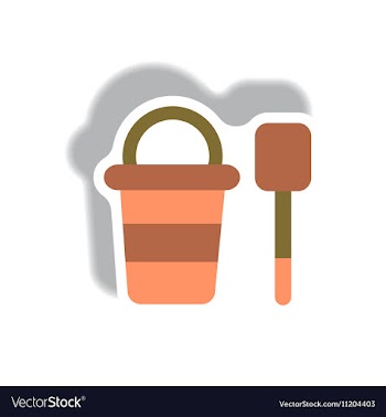 Stylish icon in paper sticker style bucket shovel vector image