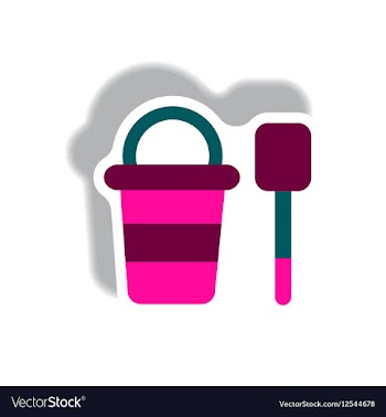 Stylish icon in paper sticker style bucket shovel vector image