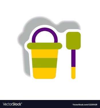 Stylish icon in paper sticker style bucket shovel vector image